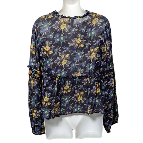 Anthropologie MEADOW RUE Strasser Embroidered Floral Peasant Blouse M - Picture 7 of 9